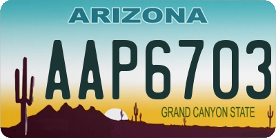 AZ license plate AAP6703