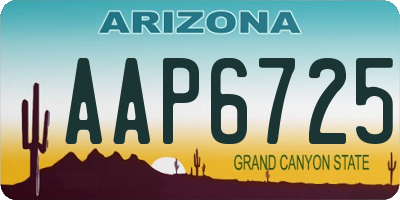 AZ license plate AAP6725