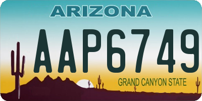 AZ license plate AAP6749