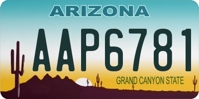 AZ license plate AAP6781