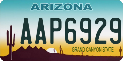 AZ license plate AAP6929