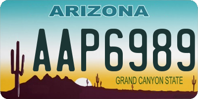 AZ license plate AAP6989