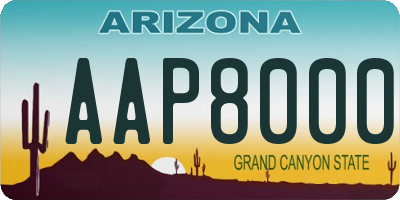 AZ license plate AAP8000