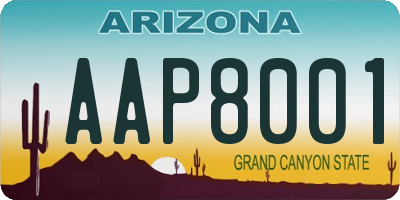 AZ license plate AAP8001