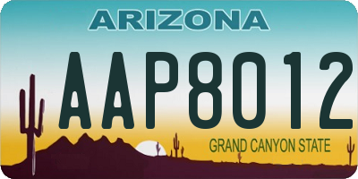 AZ license plate AAP8012