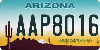 AZ license plate AAP8016