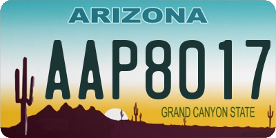 AZ license plate AAP8017