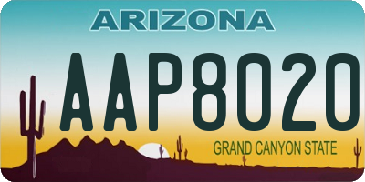 AZ license plate AAP8020