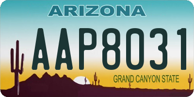 AZ license plate AAP8031