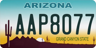 AZ license plate AAP8077