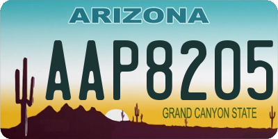 AZ license plate AAP8205