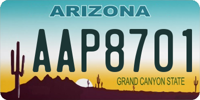 AZ license plate AAP8701
