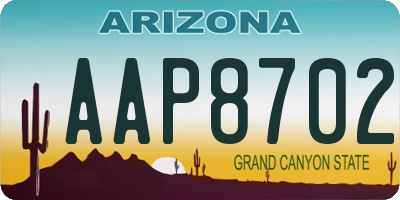 AZ license plate AAP8702