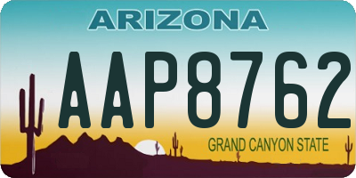 AZ license plate AAP8762