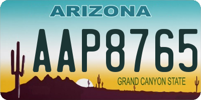 AZ license plate AAP8765