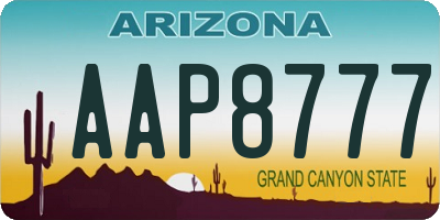 AZ license plate AAP8777