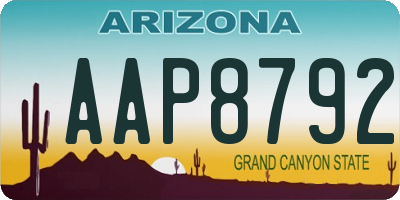 AZ license plate AAP8792