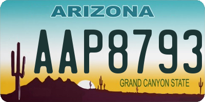 AZ license plate AAP8793