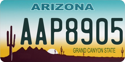 AZ license plate AAP8905