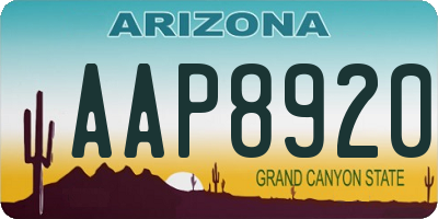 AZ license plate AAP8920
