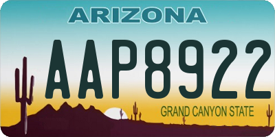 AZ license plate AAP8922