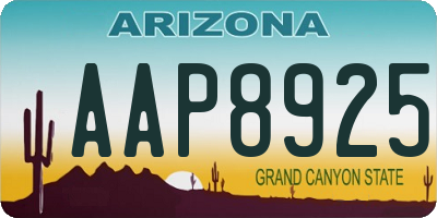 AZ license plate AAP8925