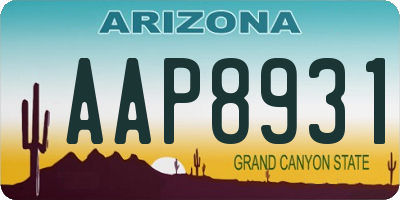 AZ license plate AAP8931