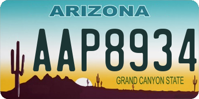 AZ license plate AAP8934