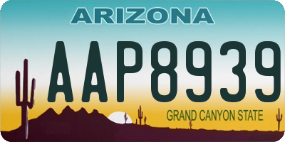 AZ license plate AAP8939