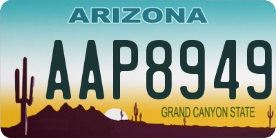 AZ license plate AAP8949