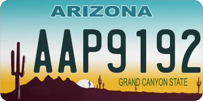 AZ license plate AAP9192