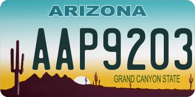AZ license plate AAP9203