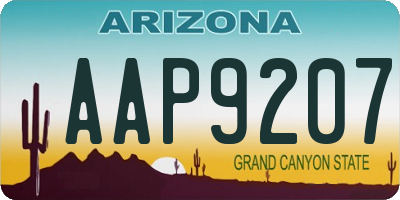 AZ license plate AAP9207