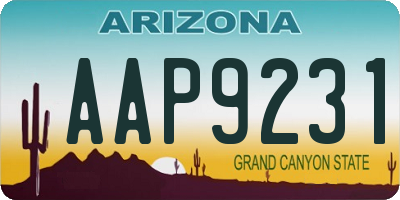 AZ license plate AAP9231