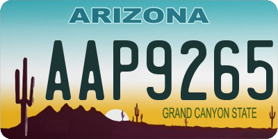 AZ license plate AAP9265