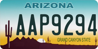 AZ license plate AAP9294