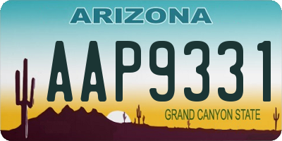 AZ license plate AAP9331