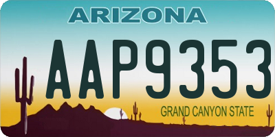 AZ license plate AAP9353