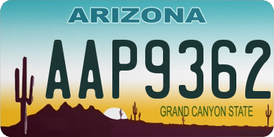 AZ license plate AAP9362