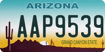 AZ license plate AAP9539