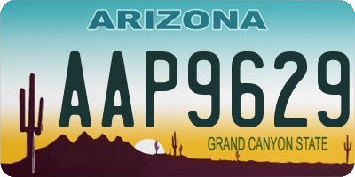 AZ license plate AAP9629
