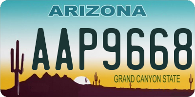 AZ license plate AAP9668