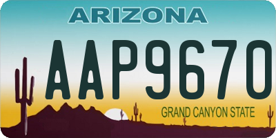 AZ license plate AAP9670