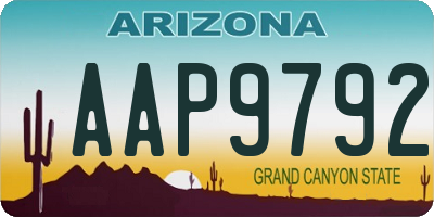AZ license plate AAP9792