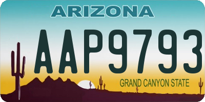 AZ license plate AAP9793