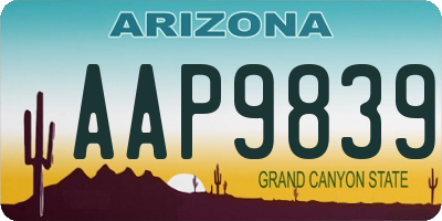 AZ license plate AAP9839