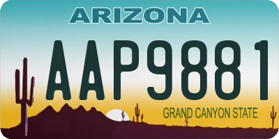 AZ license plate AAP9881
