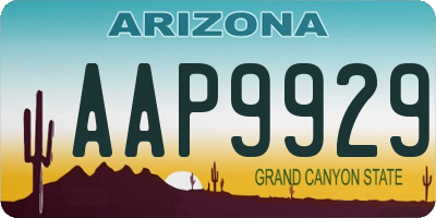 AZ license plate AAP9929