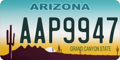 AZ license plate AAP9947