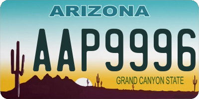AZ license plate AAP9996